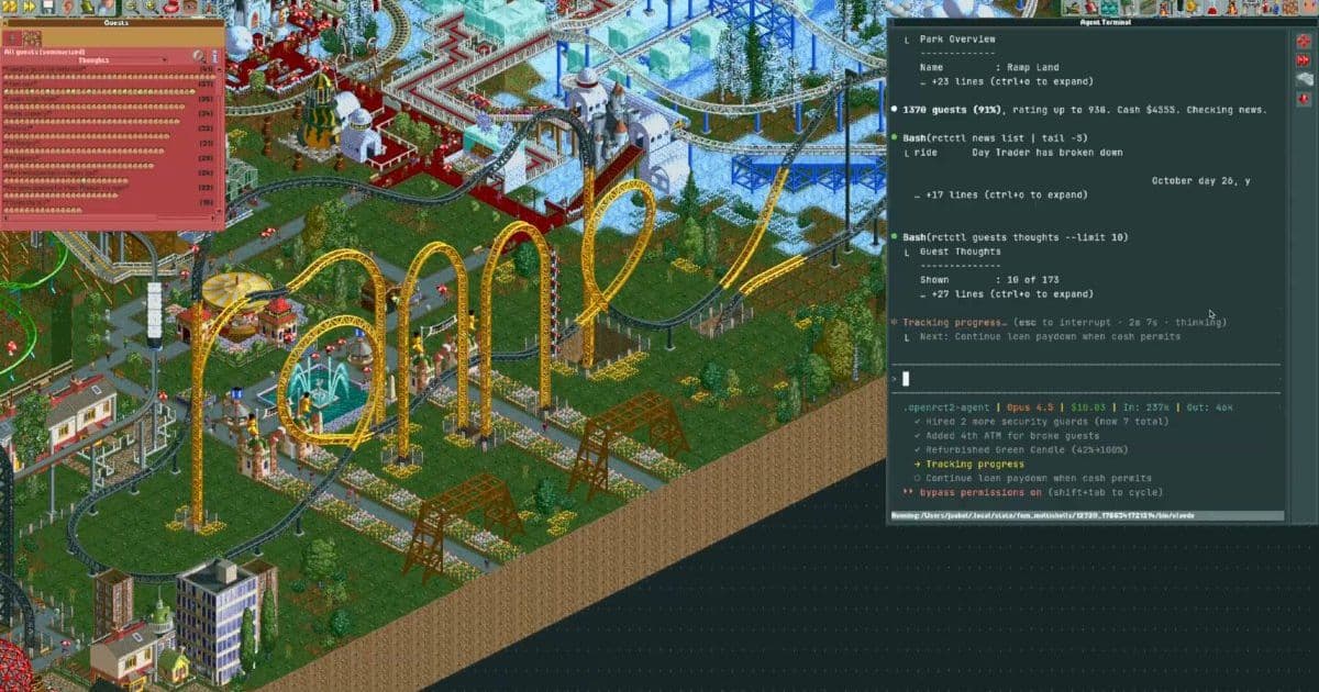 AI Plays Rollercoaster Tycoon: Claude Takes the Controls
