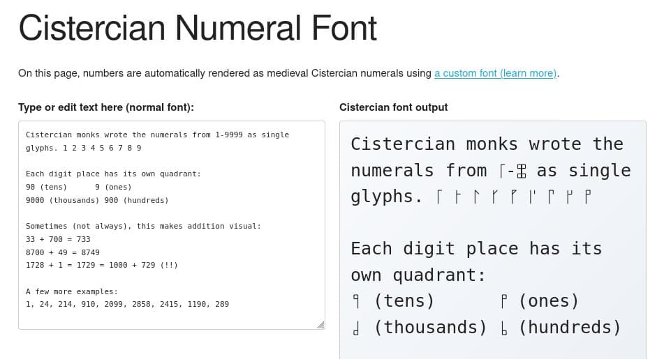 The Curious Resurgence of Cistercian Numerals in Digital Typography