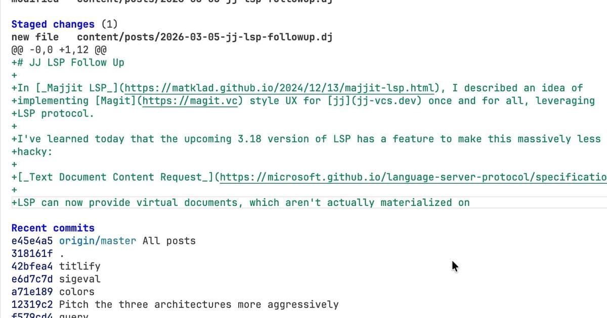 JJ LSP Follow-Up: Virtual Documents Bring Magit-Style UX to jj