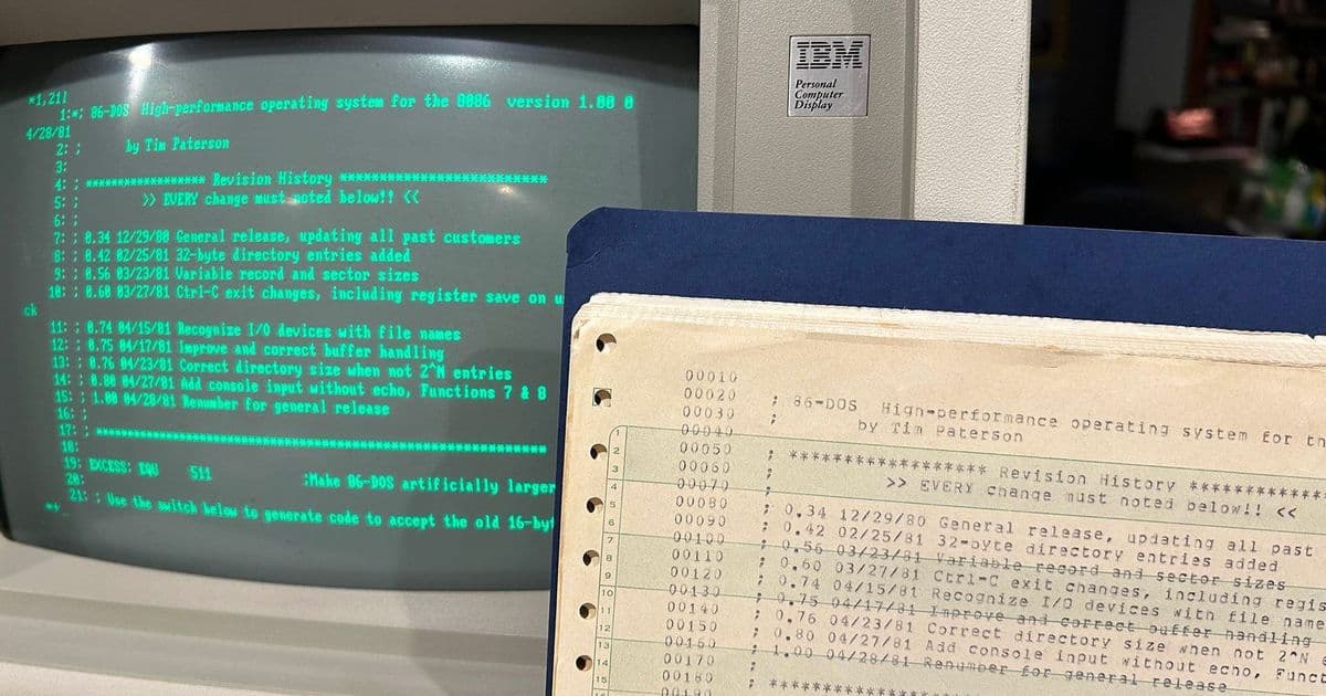Software Archaeology: Microsoft Opens Earliest DOS Source Code After 45 Years