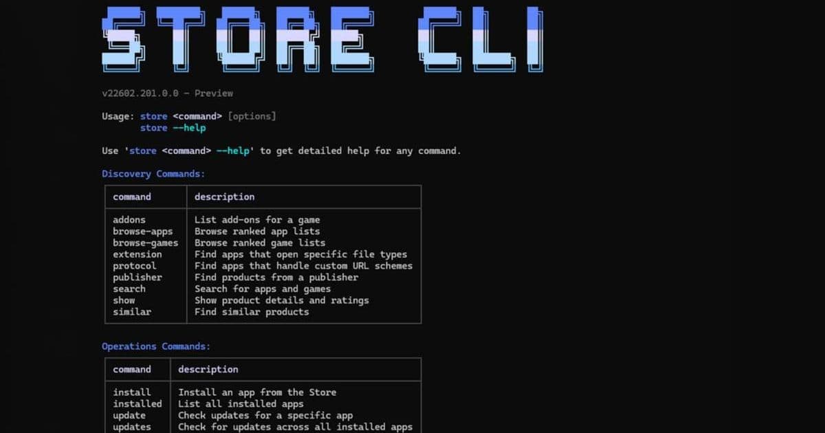 Microsoft Store Gets Command-Line Interface for App Management