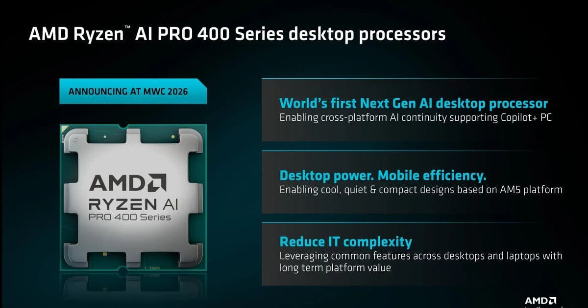 AMD Launches Ryzen AI PRO 400 Series Desktop CPUs: Zen 5 with 50 TOPS NPU for AI Workloads