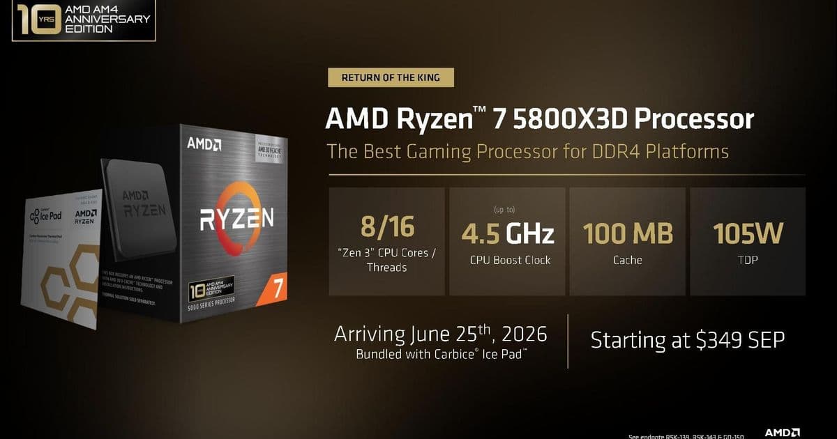 AMD Reintroduces Ryzen 7 5800X3D and Launches Ryzen 7 7700X3D to Address Rising Component Costs