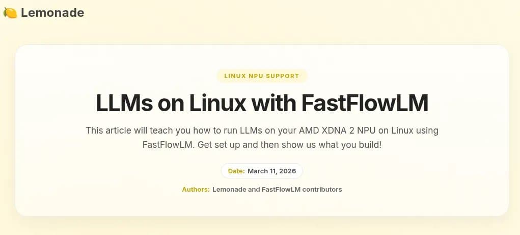 AMD Ryzen AI NPUs Finally Get Linux LLM Support Through Lemonade 10.0