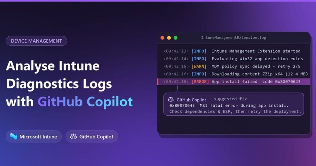 Intune Log Analysis With GitHub Copilot Signals a New Operating Model for Cloud Support