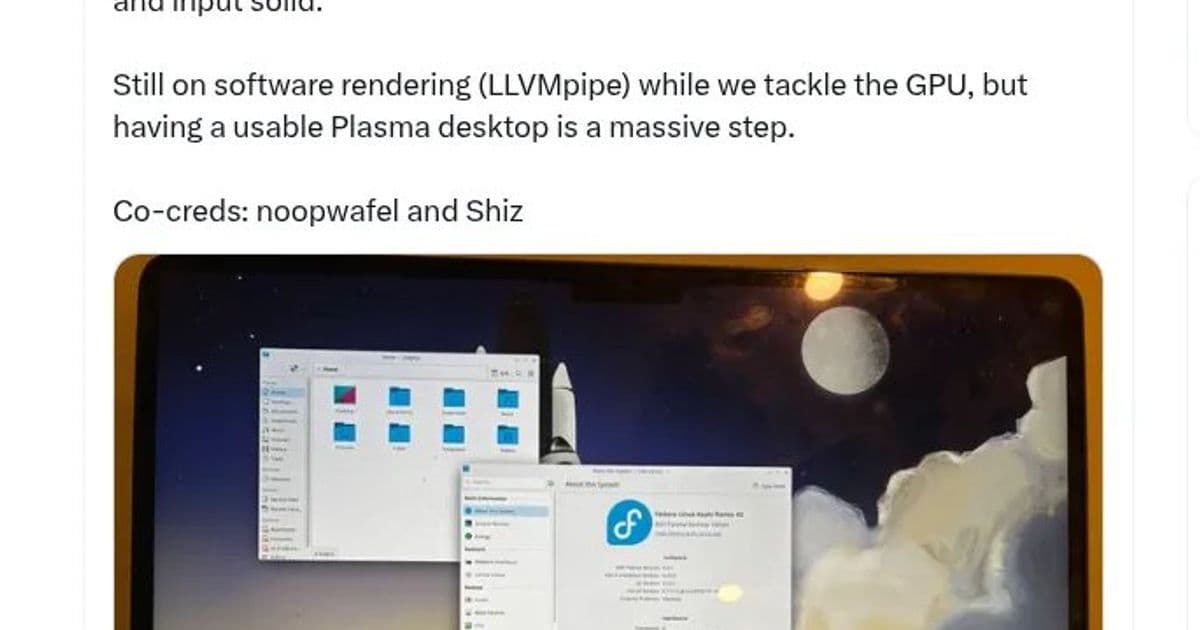 Asahi Linux Achieves M3 MacBook Boot to KDE Plasma Desktop Sans GPU Acceleration