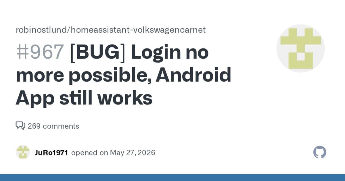Volkswagen Connect API shutdown stalls Home Assistant integration