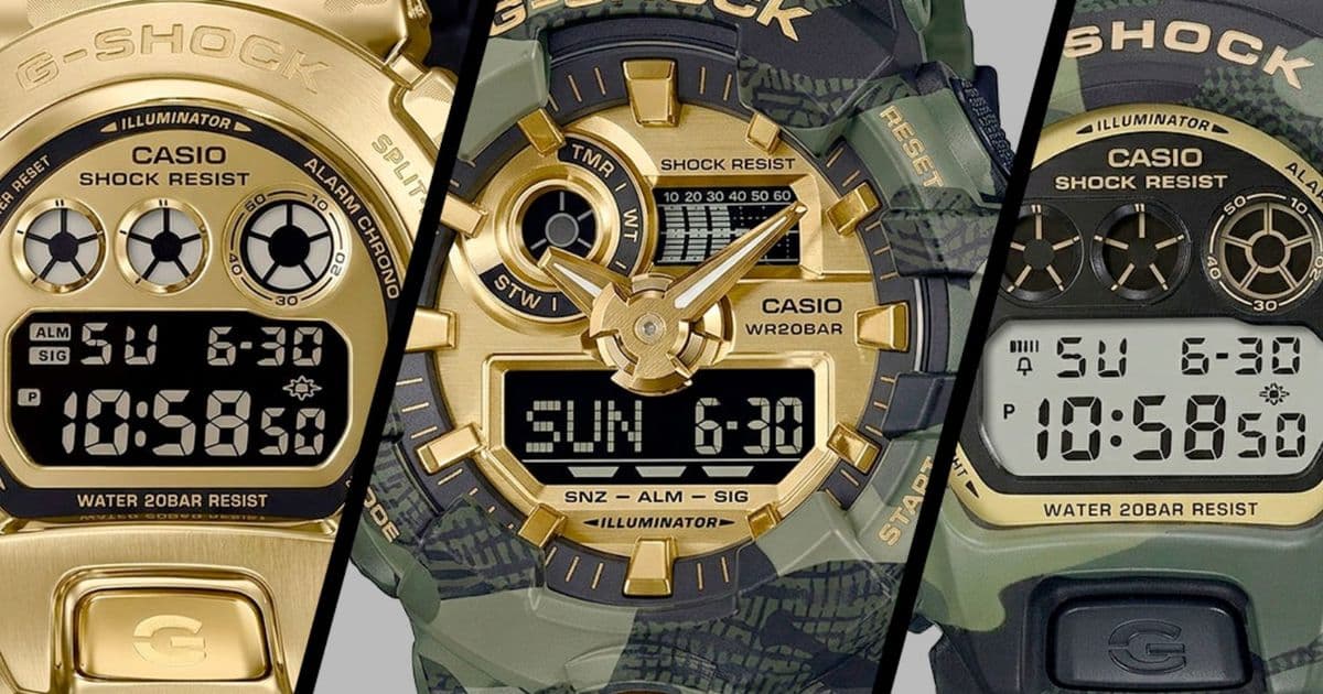 Casio’s “Camo and Gold” G‑Shock lineup: first look at four models slated for June 2026
