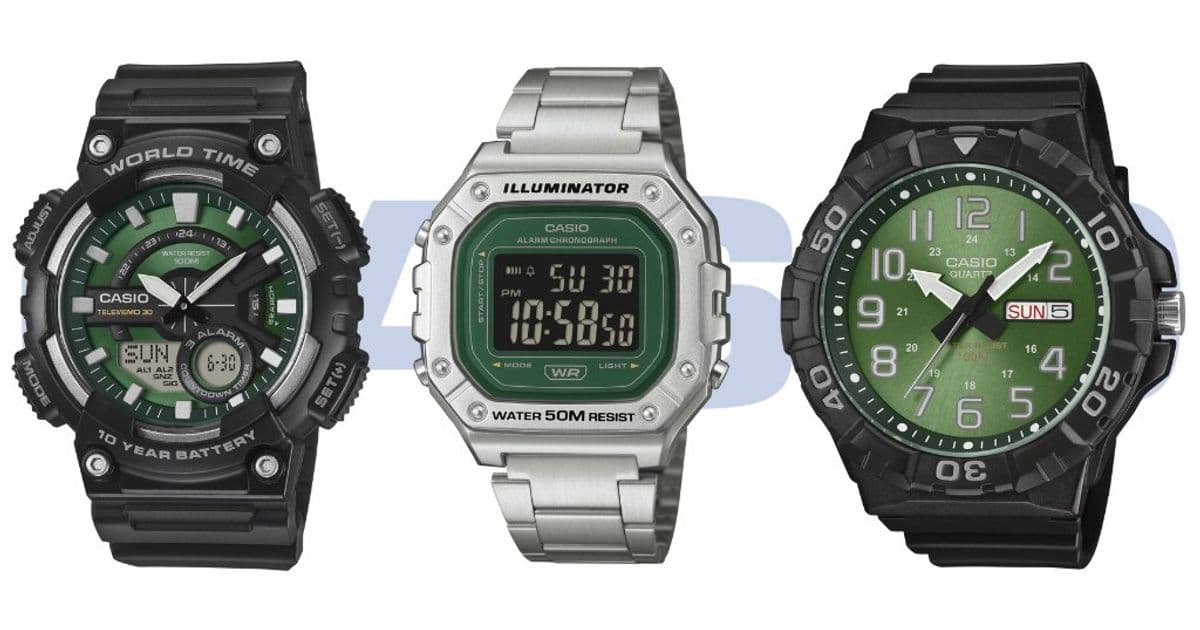 Casio's Green Dial Series: Three New Entry-Level Watches with Extended Battery Life