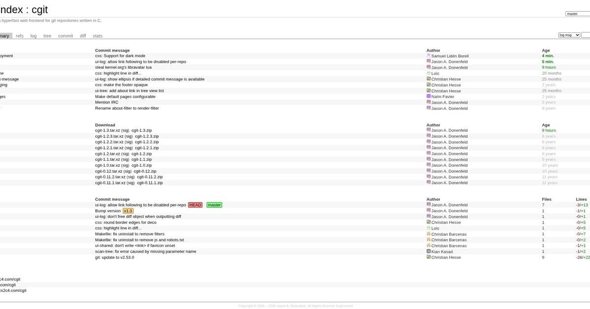 CGIT 1.3 Web Frontend For Git Released After Six Years