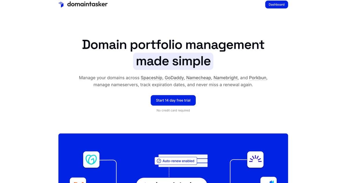 Domain Tasker Centralizes Domain Management Across Multiple Registrars