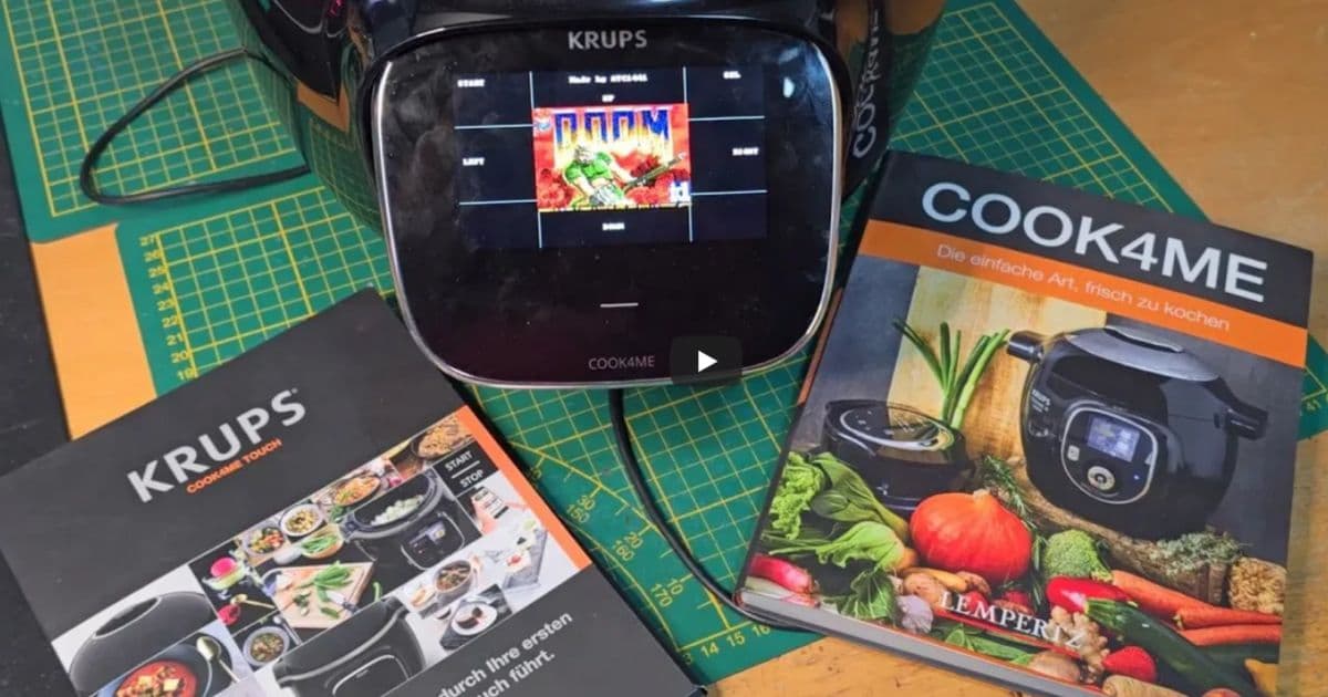 Doom conquers the kitchen through an electric cooking pot — classic shooter runs seamlessly after a full device firmware refresh