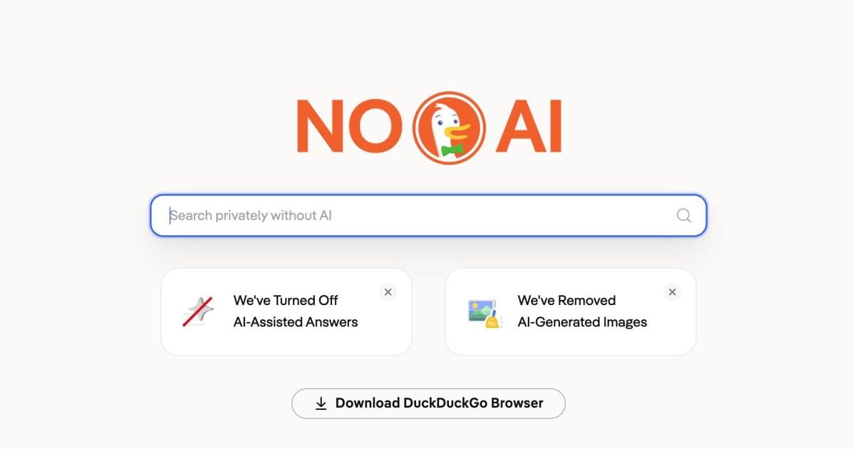 DuckDuckGo adds browser extensions to lock in its AI‑free search mode as traffic spikes