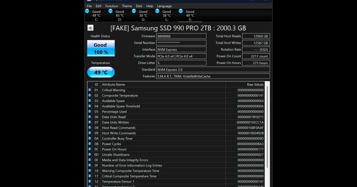 CrystalDiskInfo 9.9.0 adds AI‑driven counterfeit Samsung SSD detection