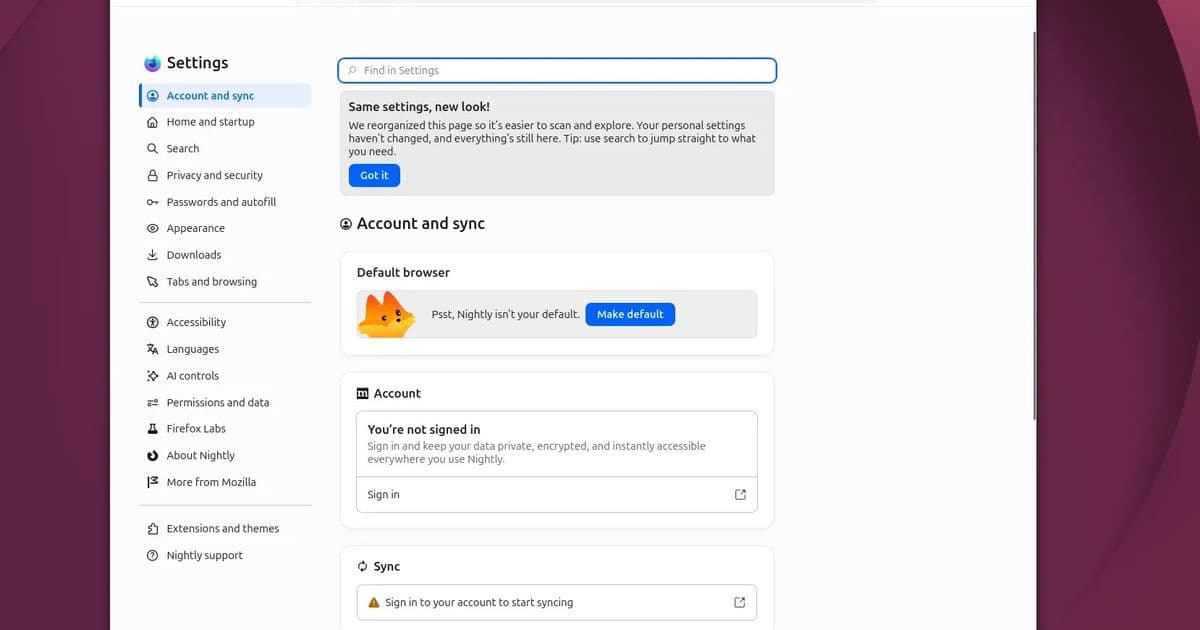 Firefox 153 Nightly Debuts Overhauled Settings Interface with Enhanced Organization and AI Controls