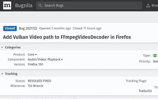 Firefox Adds Vulkan Video Decoding Ahead of Firefox 153 Release