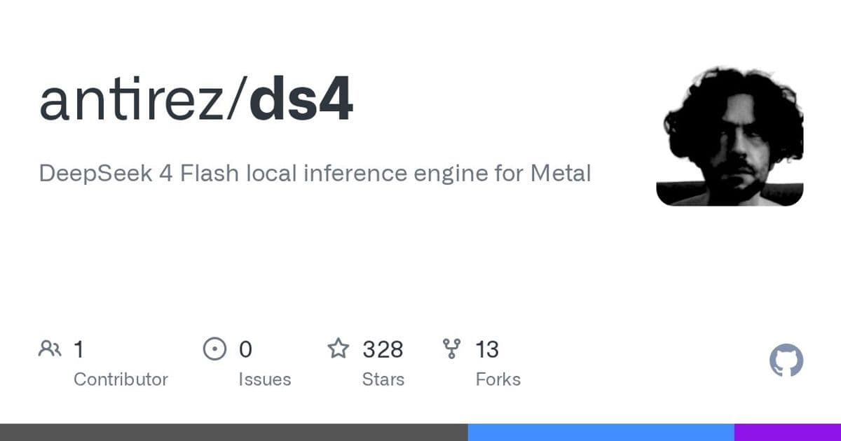 antirez’s ds4: A Narrow, Metal-Only Inference Engine for DeepSeek V4 Flash
