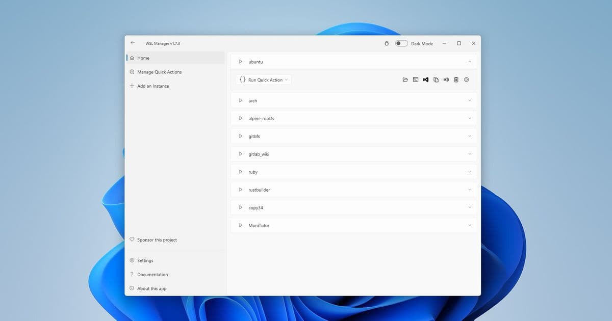 WSL Distro Manager Brows GUI to Windows Subsystem for Linux Management