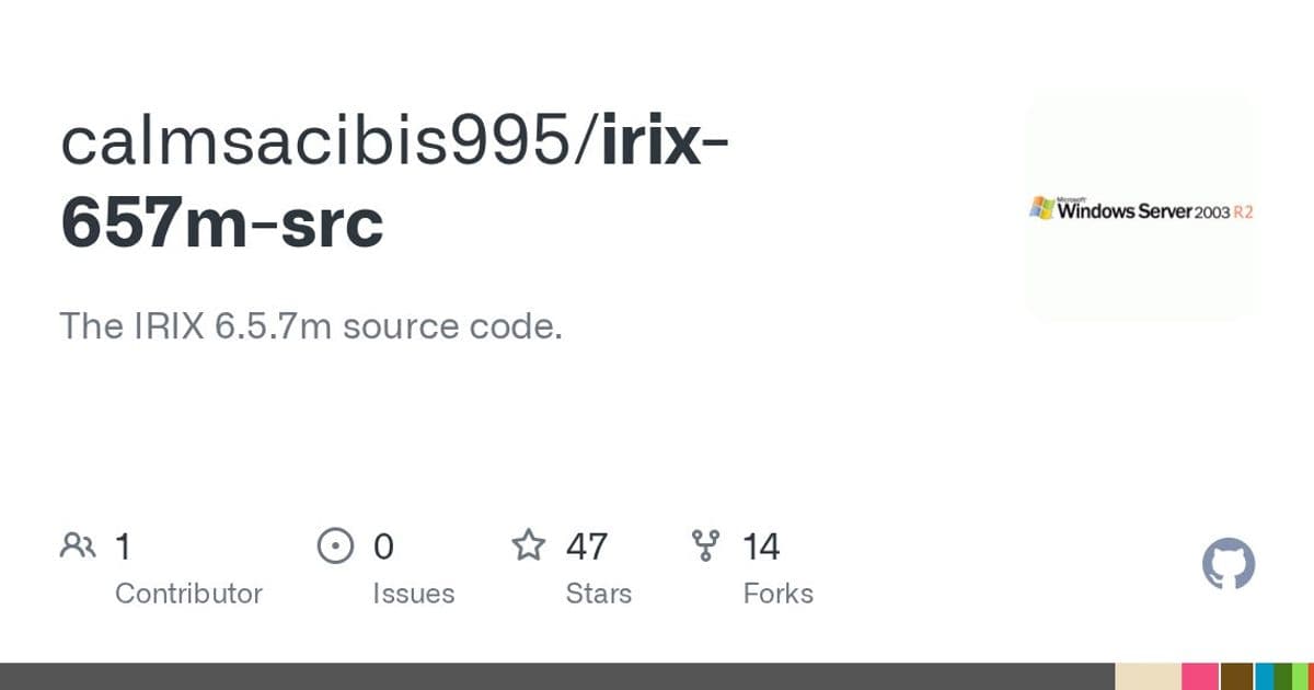 IRIX 6.5.7m Source Code Released on GitHub