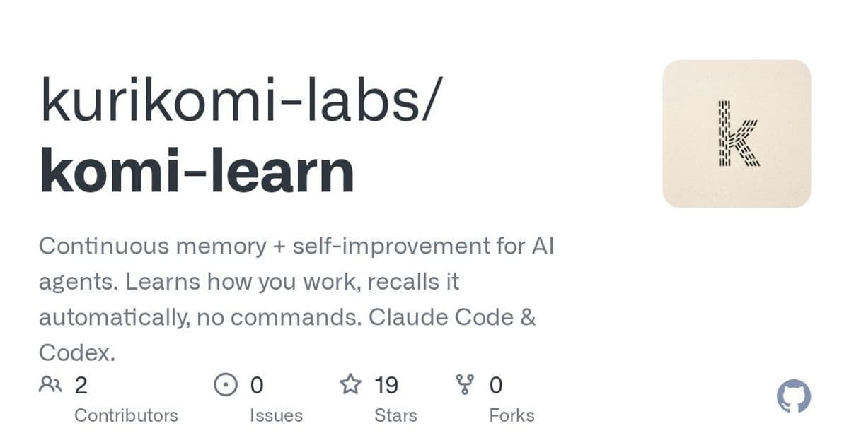 Continuous Memory for Coding Agents: Why komi‑learn Signals a Shift Toward Self‑Improving AI Assistants