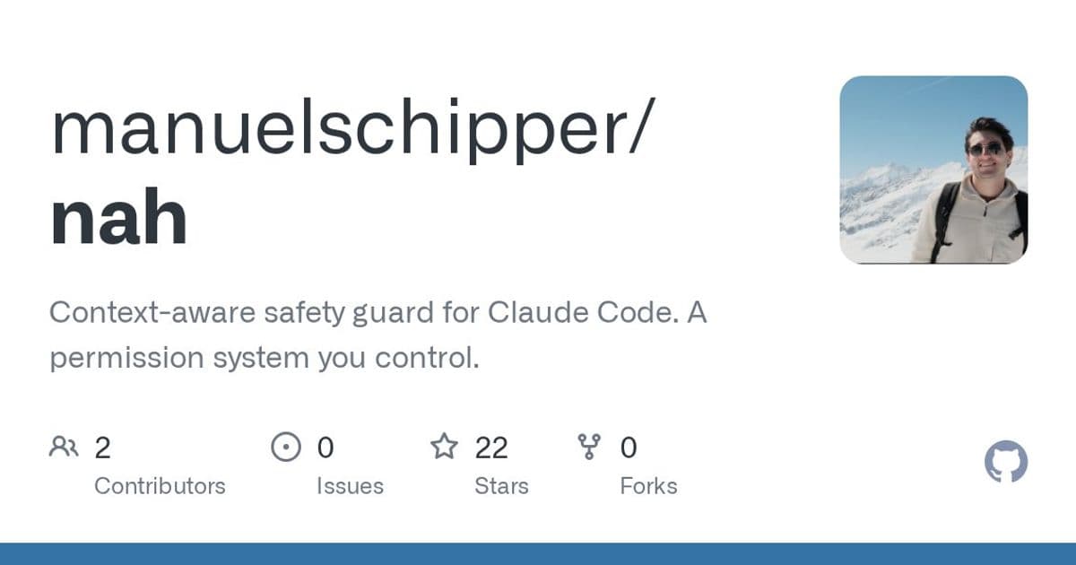 nah: Context-Aware Security Guard for Claude Code Goes Beyond Simple Allow-Deny Models