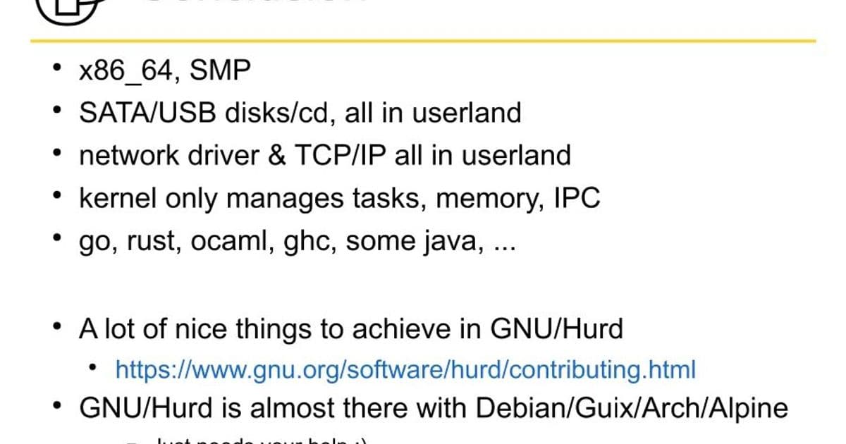 GNU Hurd Makes Major Strides Toward x86_64, SMP Support and Broader Software Compatibility