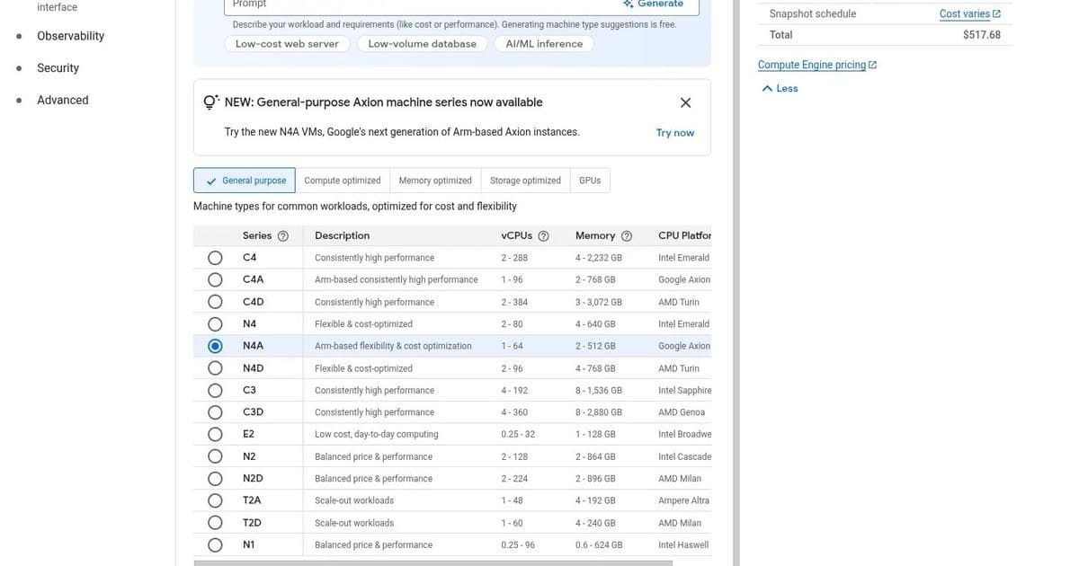 Google Cloud N4 Series Benchmarks: Axion vs. Xeon vs. EPYC Performance Showdown