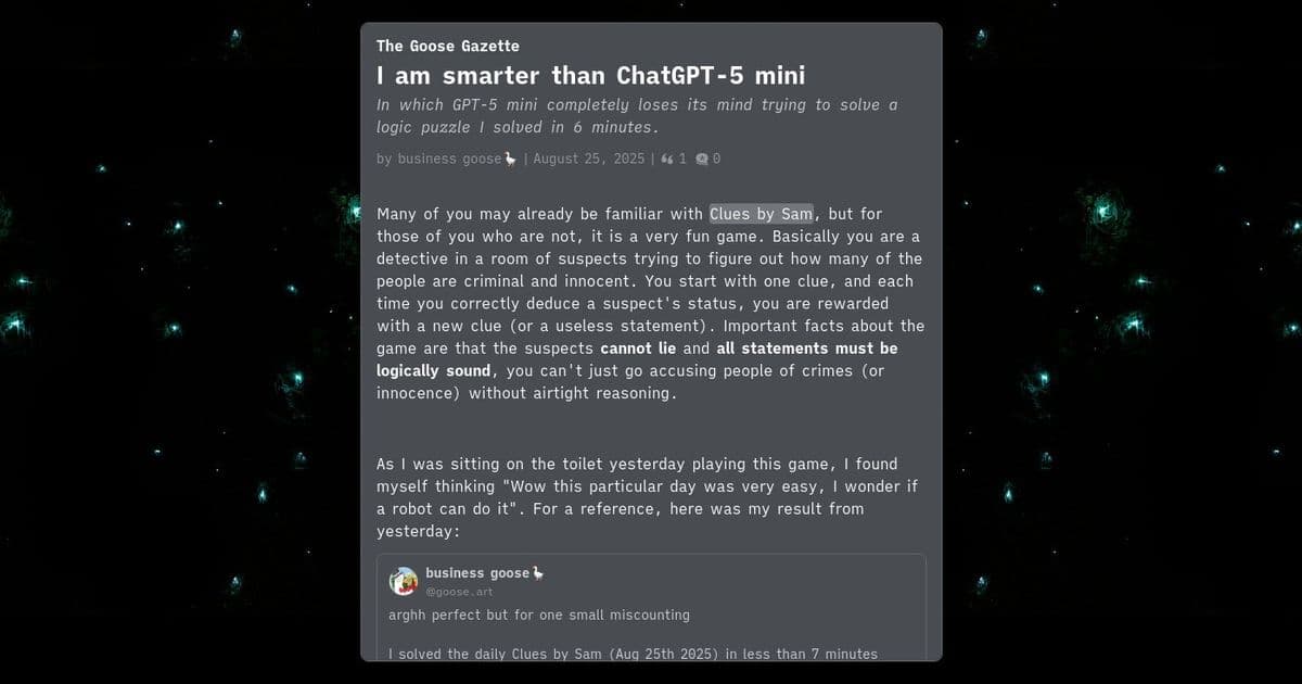 GPT-5 Mini's Logic Puzzle Failure Exposes AI Reasoning Gaps
