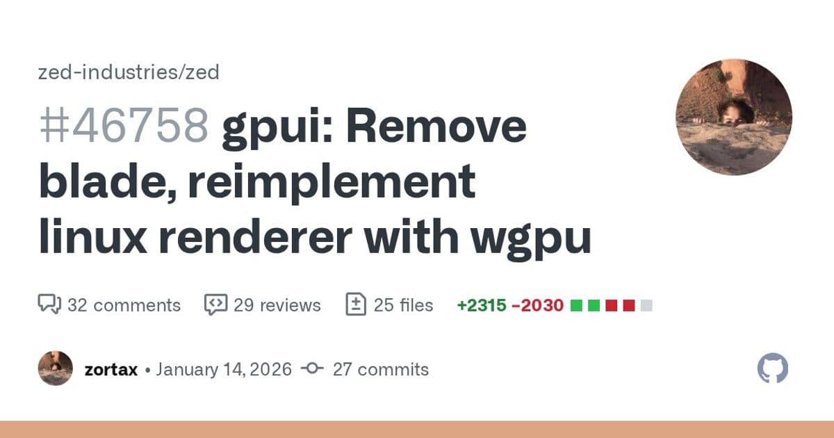 Zed Editor Replaces Blade with WGPU for Linux Rendering