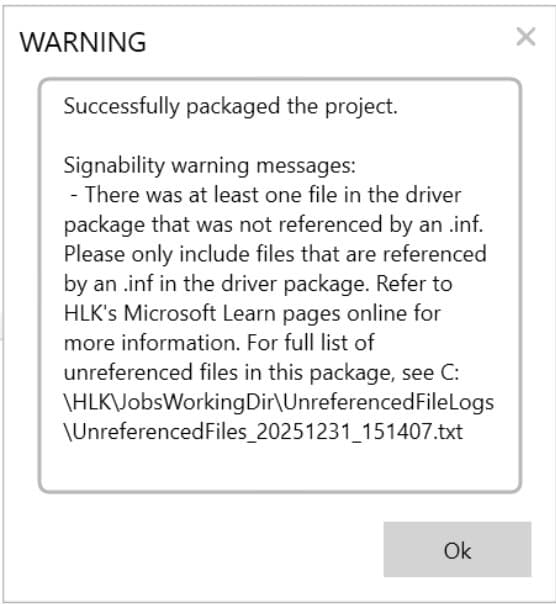 HLK February 2026 Refresh Introduces Unreferenced File Check for Driver Packages