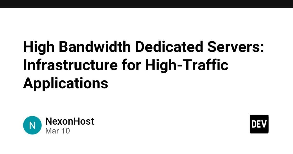 High Bandwidth Dedicated Servers: Infrastructure for High-Traffic Applications
