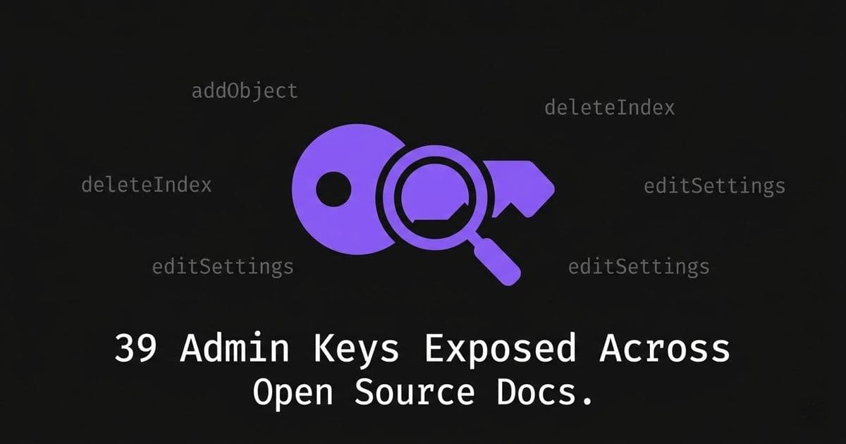 39 Exposed Algolia Admin Keys Found in Open Source Documentation Sites