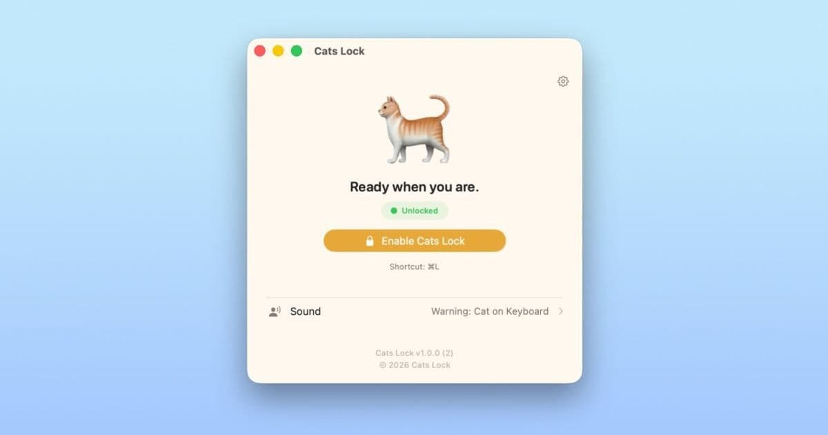 Indie App Spotlight – Cats Lock Lets Your Cat Roam the Keyboard Without Sending Spam