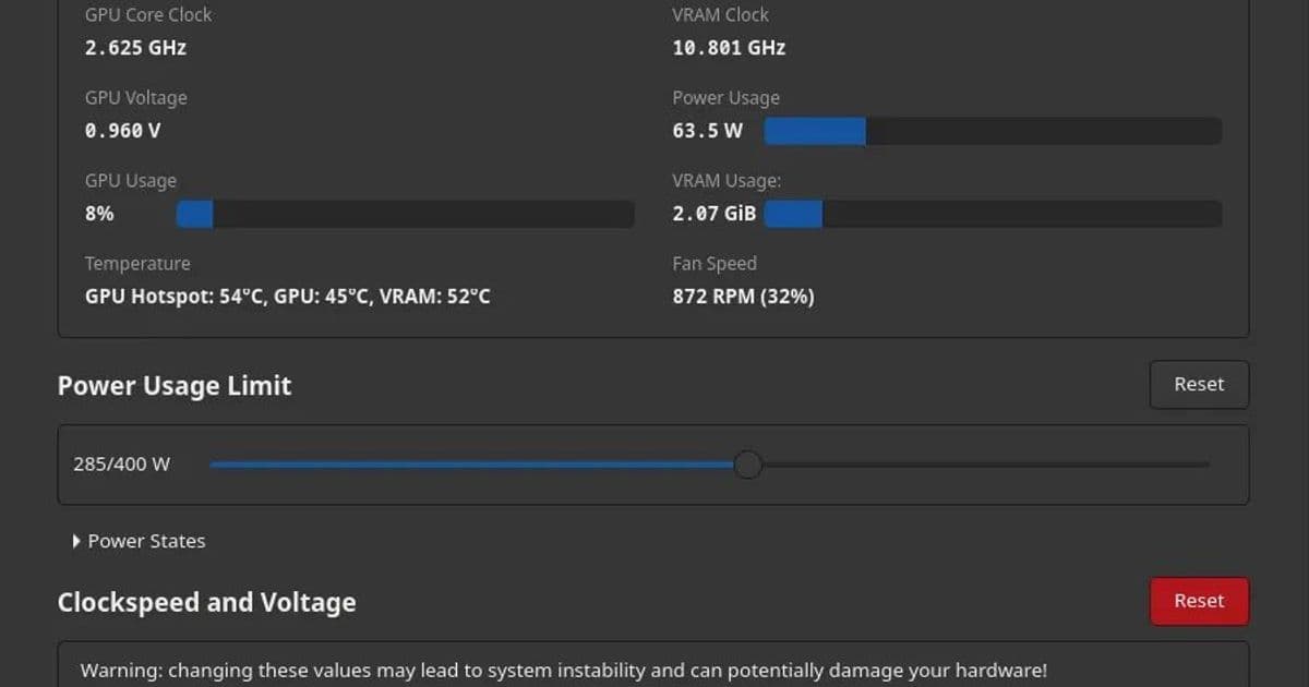 LACT 0.8.4 Enhances GPU Overclocking UI for Linux, Adds Docker Support and AMD Power Sensors