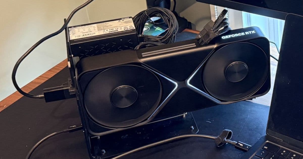 Apple M5 Max MacBook Pro paired with an RTX 5090 eGPU delivers 100 FPS+ in Cyberpunk 2077 with frame generation