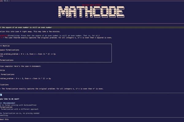 MathCode turns plain-language math problems into machine-checked Lean proofs