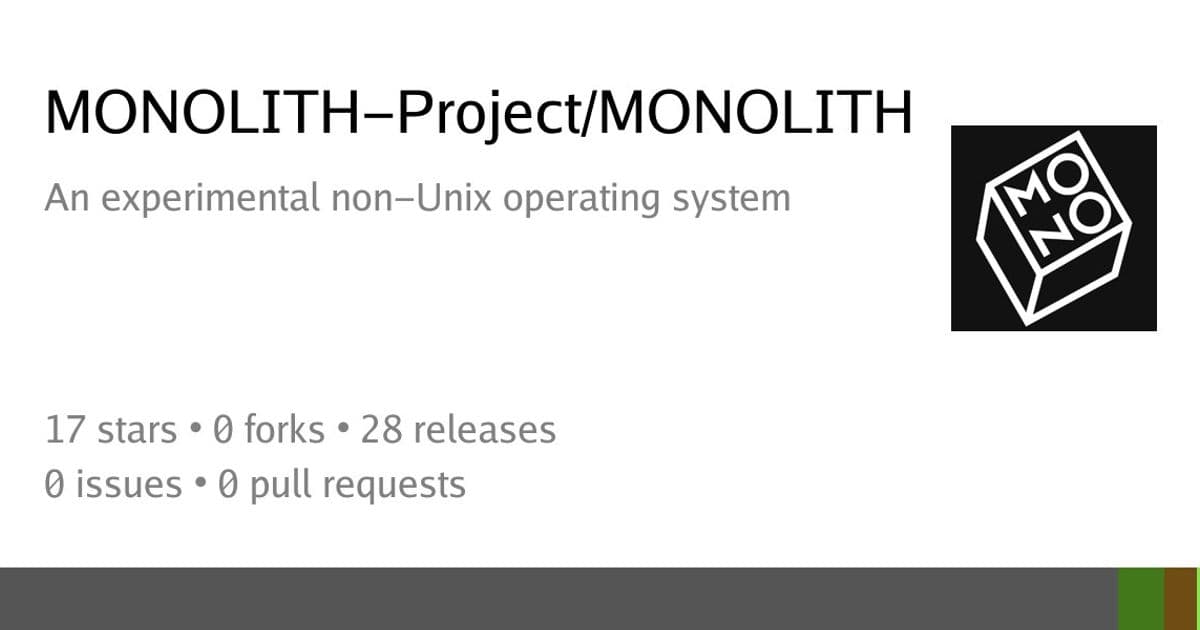 MONOLITH developers build a small operating system outside Unix habits