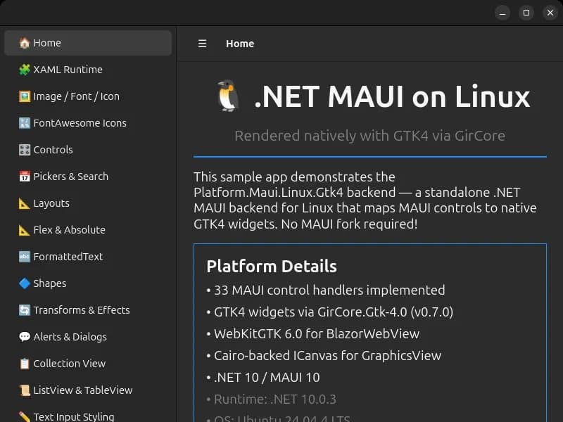 New Maui.Gtk Project Provides A GTK4 Backend For Microsoft's .NET MAUI