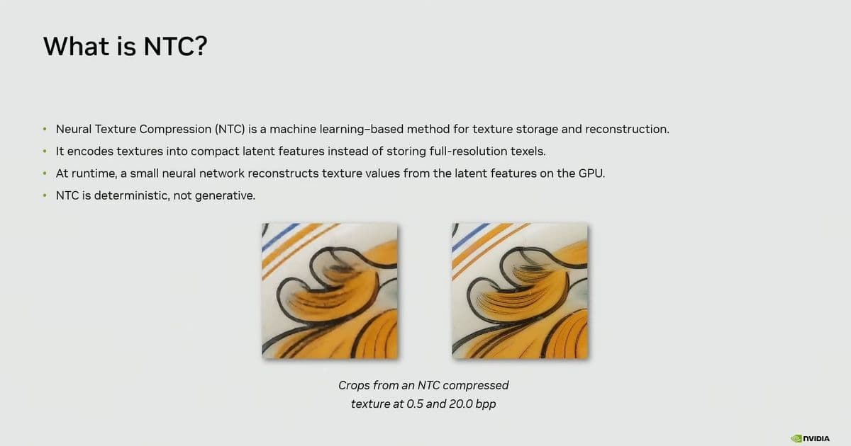 Nvidia's Neural Texture Compression Slashes VRAM Usage by 85% While Maintaining Visual Quality