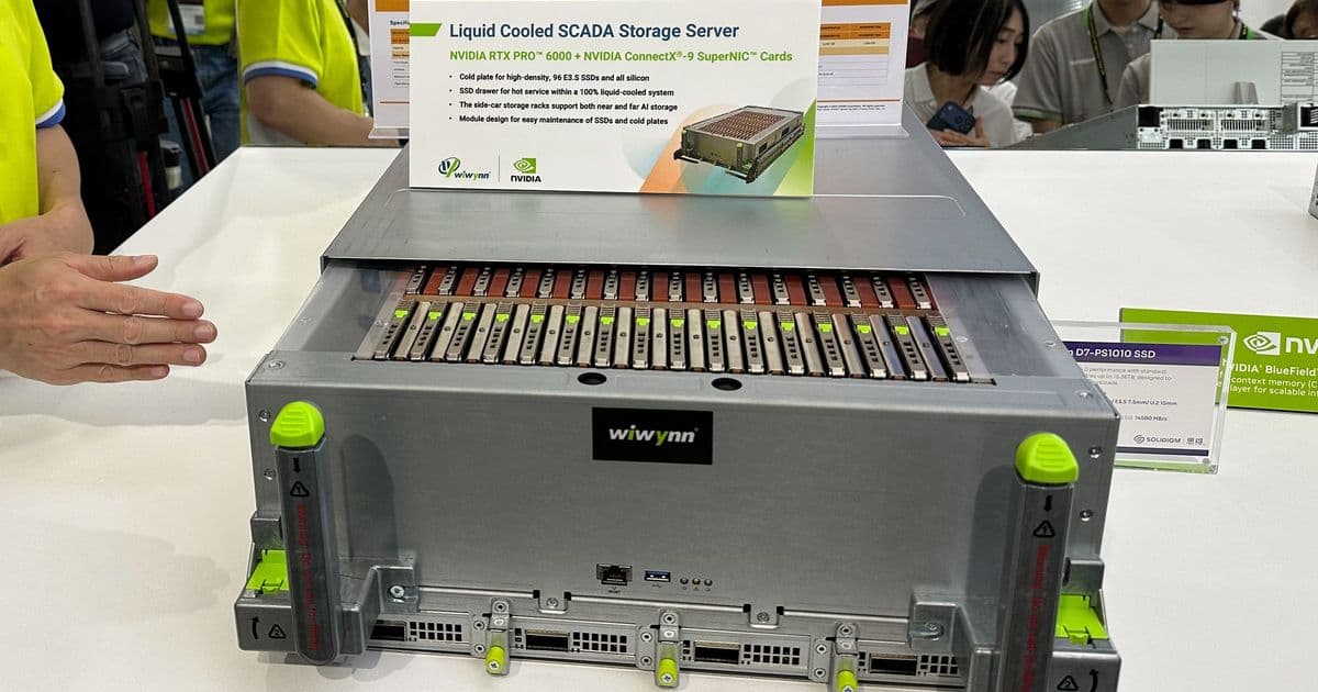 Nvidia SCADA Servers Surface at Computex 2026: Wiwynn Packs 2.9 Petabytes and 528 Million IOPS Into a 6RU GPU-Driven Storage Box