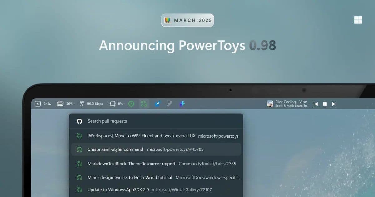 PowerToys 0.98: Enhanced Productivity Tools with New Keyboard Manager, Command Palette Dock and Improved CursorWrap