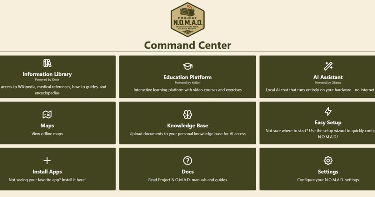 Project NOMAD Brings Free Offline Knowledge and AI to Any Computer
