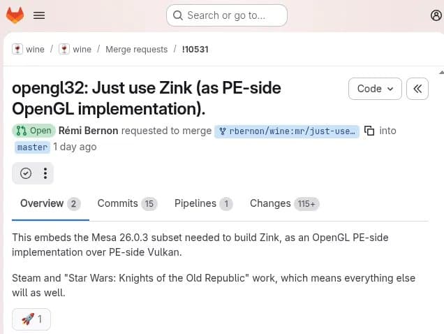 Wine Considers Zink as Default OpenGL-on-Vulkan Driver