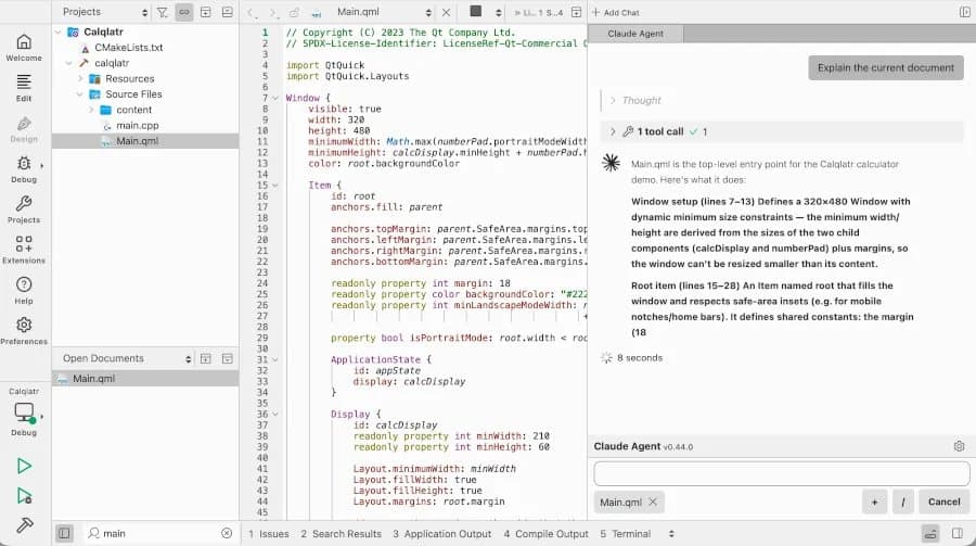 Qt Creator 20 adds AI agent support for C++ and Qt developers