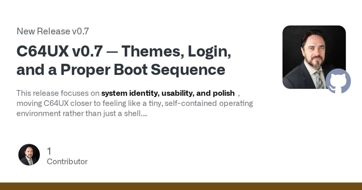 C64UX v0.7 Brings Login System, Themes, and Boot Sequence to Commodore 64 Shell