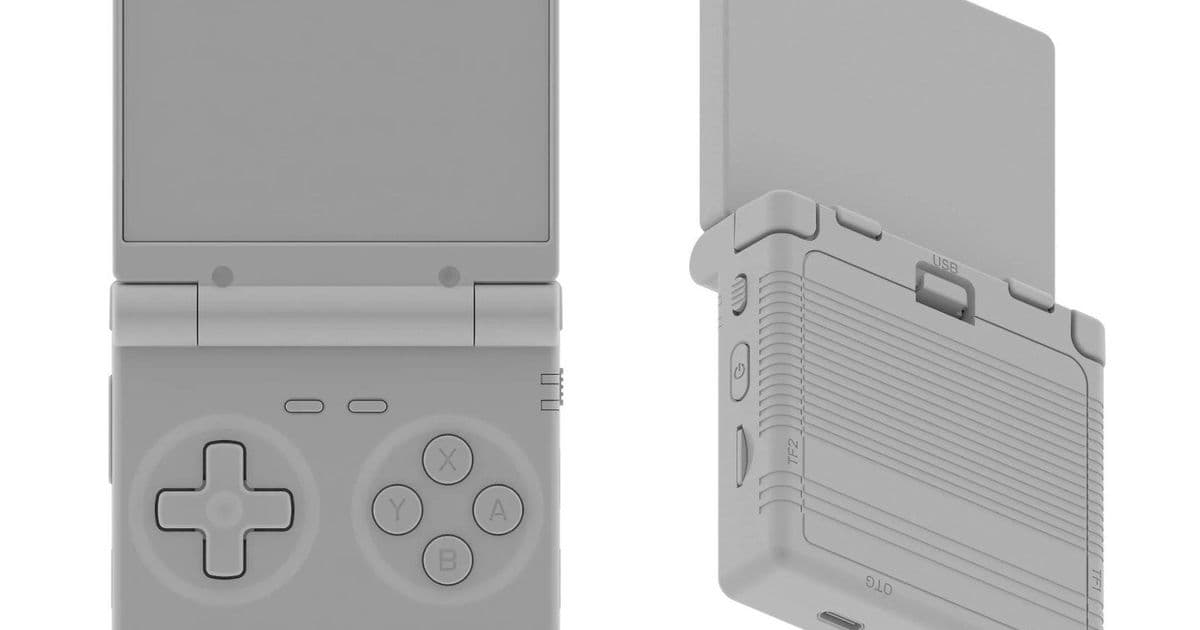 Miyoo Clamshell Handheld Renders Reveal Removable Battery and TrimUI-Inspired Design