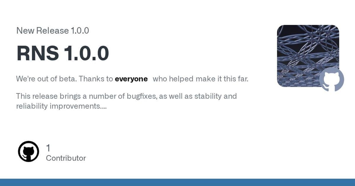 Reticulum Networking Stack Hits 1.0 Milestone: Exit Beta Signals Production Readiness