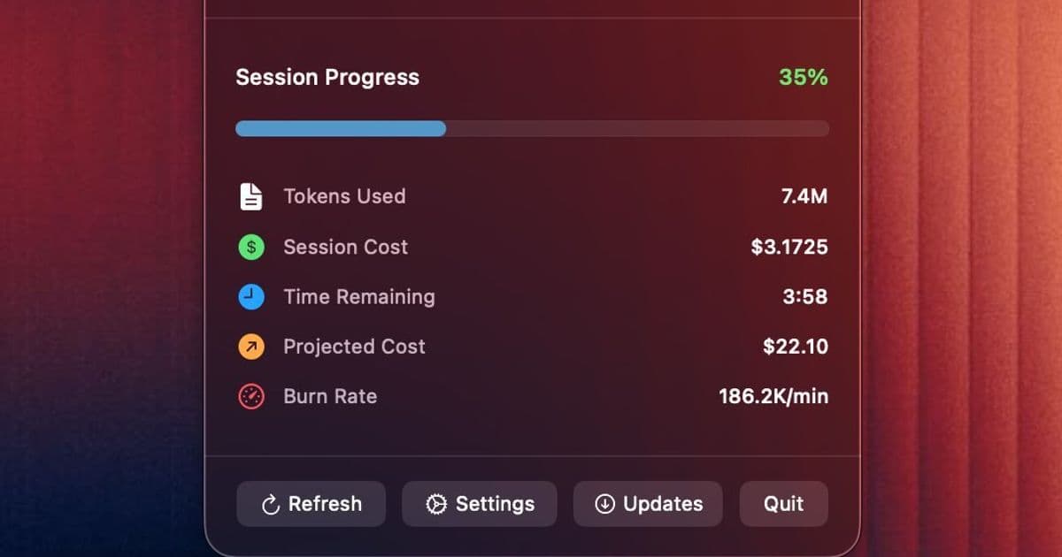 Session Watcher Puts Real-Time Claude AI Cost and Usage Monitoring in Your macOS Menu Bar