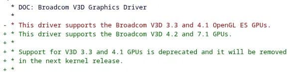 Broadcom V3D 3.3 and 4.1 GPUs Face Deprecation in Linux Kernel