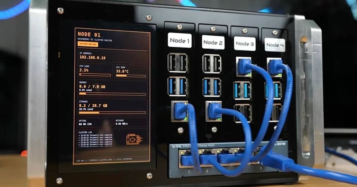 Maker builds portable four-node Raspberry Pi cluster